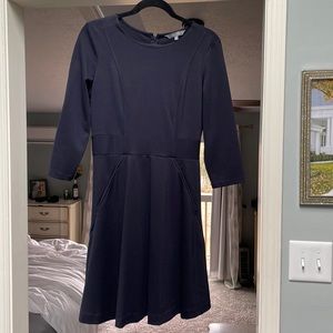 Long sleeve navy dress with pockets